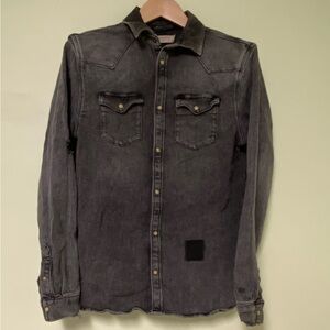 All Saints Black Denim Shirt